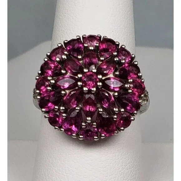 DJoy Signed 925 Sterling Silver Purplish Pink Rhodolite Garnet Ring Size 8.25 - Picture 6 of 16